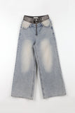 Clam double two-way zipper denim