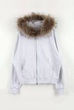Wolf brushed hood zip-up