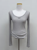 Dipping U-neck Long Sleeve T-shirt