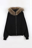Wolf brushed hood zip-up