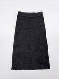 Wool Ribbed Knit Midi Skirt