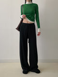 Sketch Ribbed Knit Long Wide Pants