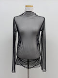 See-Through Shirring Layered Polar T-shirt
