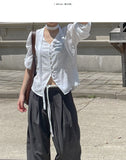 [Long sleeve ver.] Roman Tie V-neck Blouse