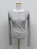Dipping U-neck Long Sleeve T-shirt