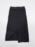 Wool Ribbed Knit Midi Skirt