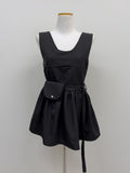 [Belt Bag SET] Smoke Sleeveless Frill Blouse