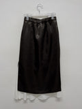 Double layered satin long skirt