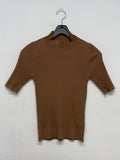 [Plan] Ribbed mock neck slim fit half T-shirt