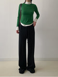 Sketch Ribbed Knit Long Wide Pants