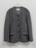 [wool90%] Sheffield no-collar wool loose fit coat jacket