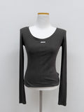Dipping U-neck Long Sleeve T-shirt