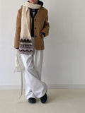 Seyu Two-Tuck Peach Cotton Wide Pants