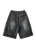 Cut Washed Cargo Bermuda Denim