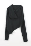 Off-shoulder unbalanced hood knit