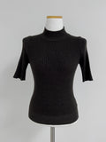 [Plan] Ribbed mock neck slim fit half T-shirt