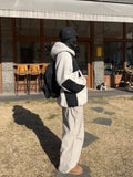Fleece color matching hooded jumper