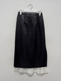Double layered satin long skirt