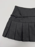 [Brushed Fabric] Noir Strap Pleated Mini Skirt
