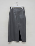 Leather Slit H-ine Long Skirt