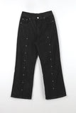 Line eyelet denim pants