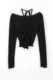 Crop shirring halter tee