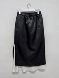 Double layered satin long skirt