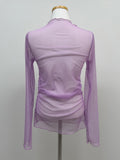 See-Through Shirring Layered Polar T-shirt