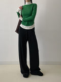 Sketch Ribbed Knit Long Wide Pants