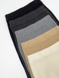 Wool Ribbed Knit Midi Skirt