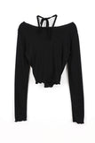 Crop shirring halter tee