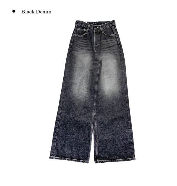 【Anyone more】Oolong Black Washed Denim Wide Pants Anyone more (エニワンモア) - ウーロンブラックウォッシング