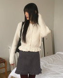 Benson waffle frill knit cardigan