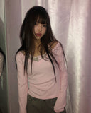 Matan Stripe Halter V-neck Long Sleeve T-shirt Set