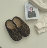 Winter Full Lining Fur Leopard Fur Slippers