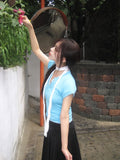 Evin Button V-Neck Knit Short Sleeve T-Shirt