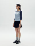 W Raglan Color Matching Three Quarter Sleeve T-Shirt