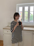 [unisex] Hemda Stripe Over Short Sleeve Tee