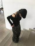Naun Camo Back Pocket Snap Military Wide Pants