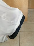 Mitu Summer Check Color Matching Cargo Wide Pants