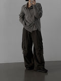 Pin Cotton Wide Cargo Pants