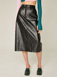 Crack Leather Maxi Skirt