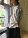 Rimu Summer Loose-Fit See-Through Check Shirt