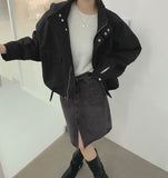 Trend Denim Midi Slit A-Line Skirt