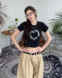 Harni Boucle Embroidery Crop Tee