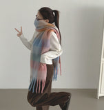 Winter Oversized Couple Check Long Muffler