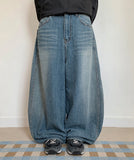 Dinte Stud Washing Balloon Wide Denim Pants