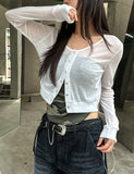 [U-BASIC] Summer snap button see-through cardigan