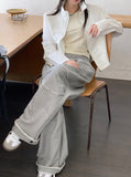 Mutal Roll-Up Button Shirring Slit Wide Training Pants
