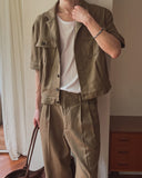 Saffy Linen Two Pocket Crop Jacket
